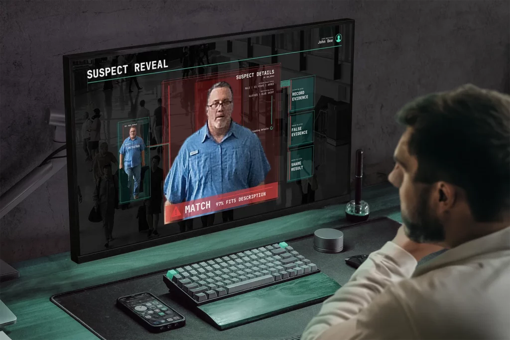 Investigator reveals a potential suspect thanks to face detection feature of the Inspector system.