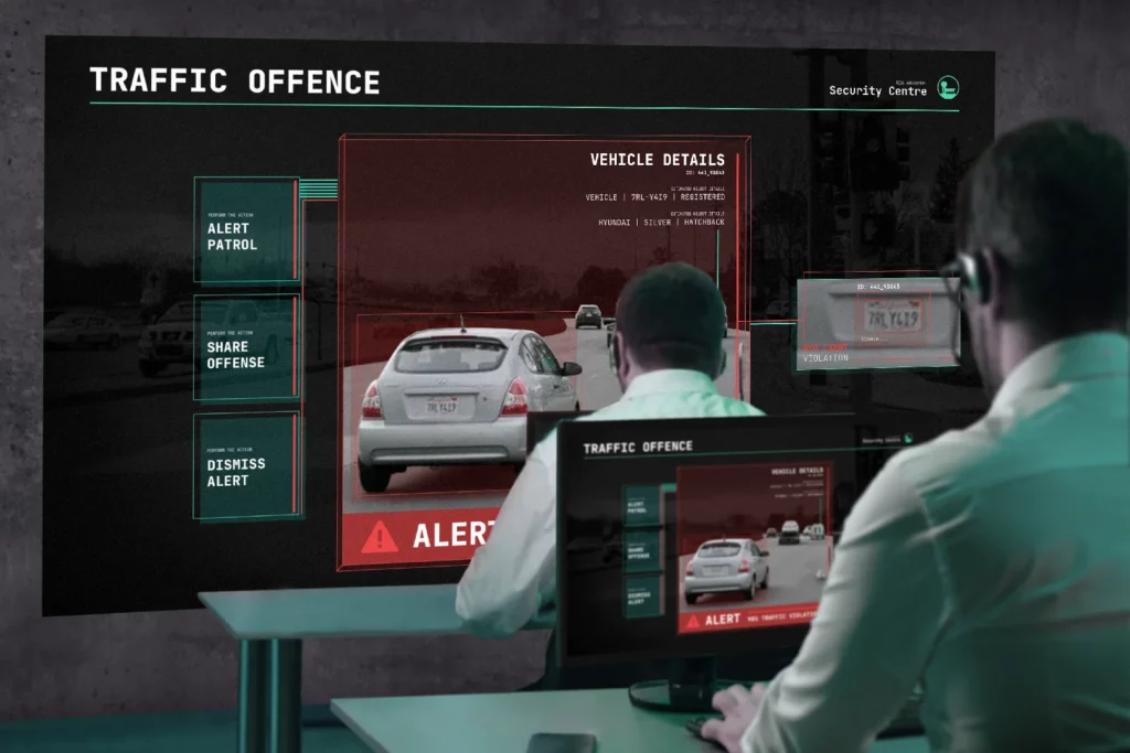 AI video analysis system Protector recognizes a traffic offense recorded on public camera system.